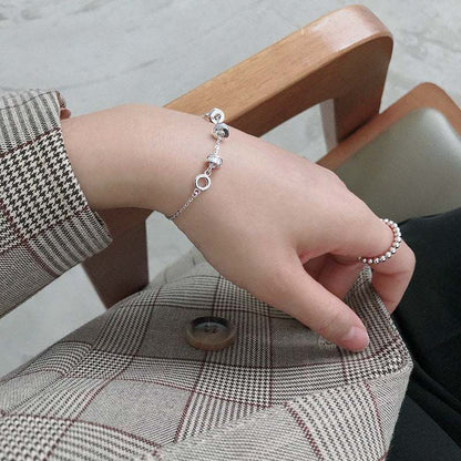 Gift CZ Lucky Transfer Beads Circles 925 Sterling Silver Bracelet