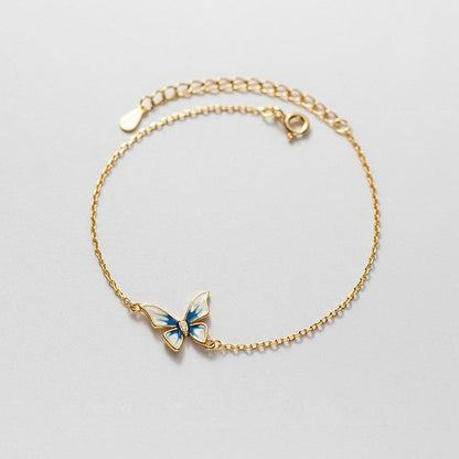 Girl Flying Butterfly 925 Sterling Silver Bracelet