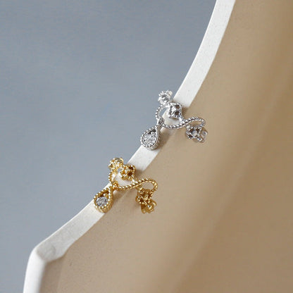 Girl Four Leaf Clover Waterdrop 925 Sterling Silver Non-Pierced Earring Single