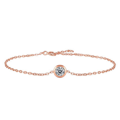 Girl Moissanite CZ Round Rolo Chain 925 Sterling Silver Bracelet