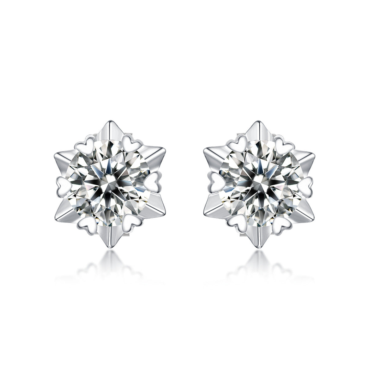 Girl Moissanite CZ Snowflake 925 Sterling Silver Stud Earrings