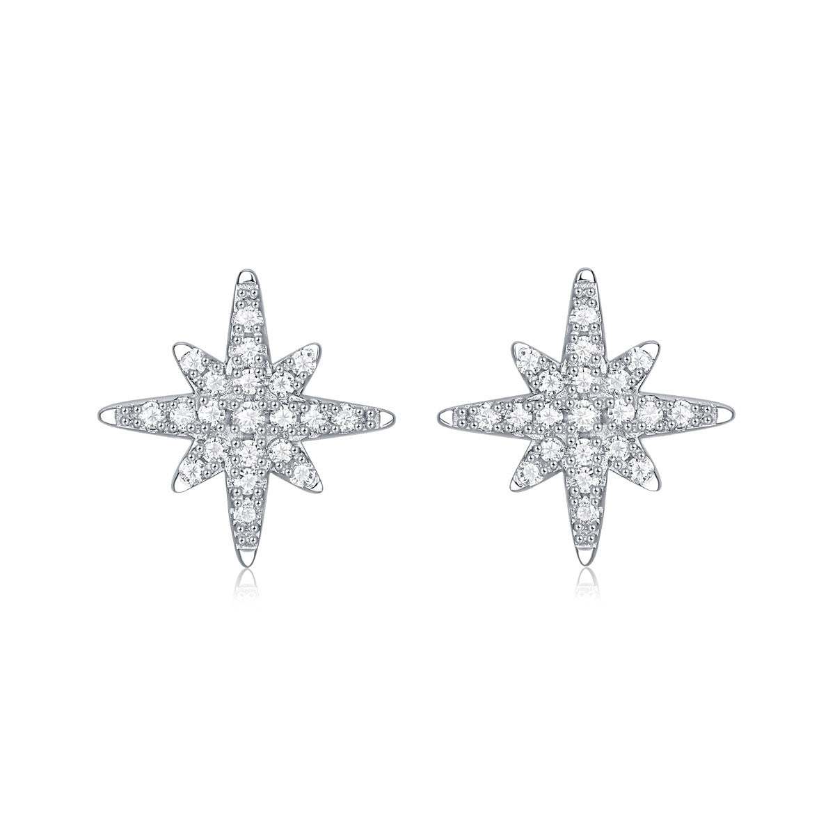 Girl Shining Moissanite CZ Meteor Star 925 Sterling Silver Stud Earrings