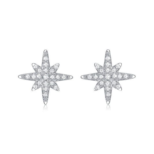 Girl Shining Moissanite CZ Meteor Star 925 Sterling Silver Stud Earrings