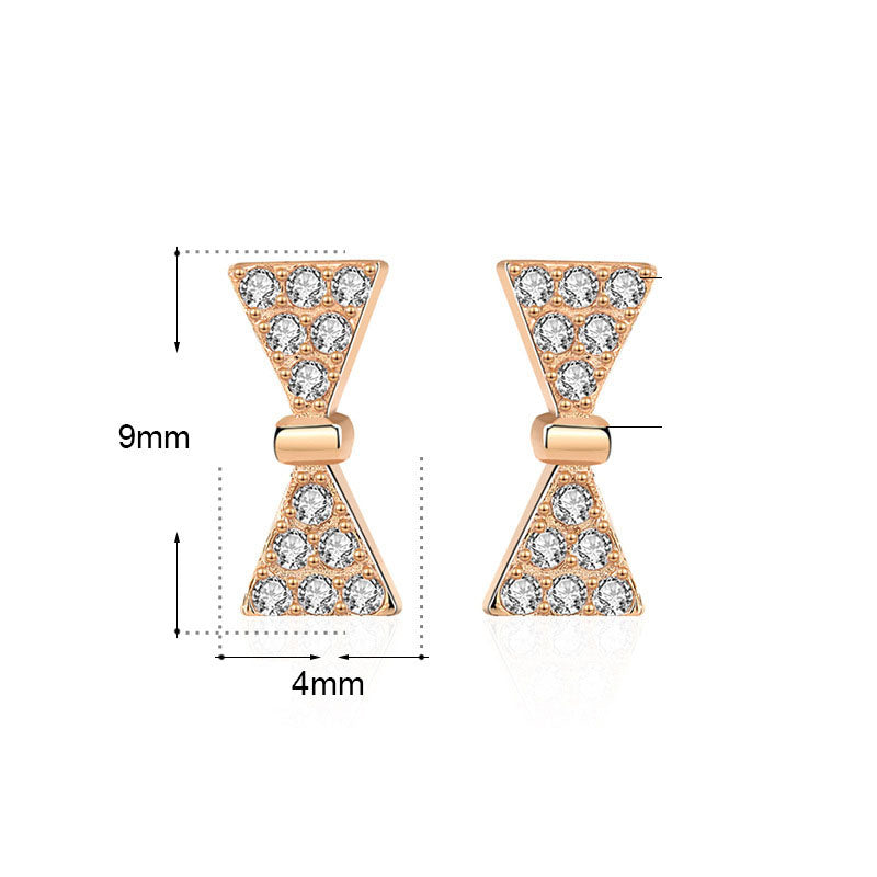 Girl Sweet CZ Mini Bow-knot 925 Sterling Silver Hoop Earrings