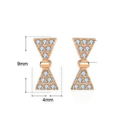 Girl Sweet CZ Mini Bow-knot 925 Sterling Silver Hoop Earrings