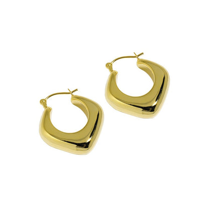 Holiday Geometry Hollow Rhombus 925 Sterling Silver Hoop Earrings