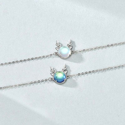 Holiday Natural Moonstone Elk Animal 925 Sterling Silver Bracelet