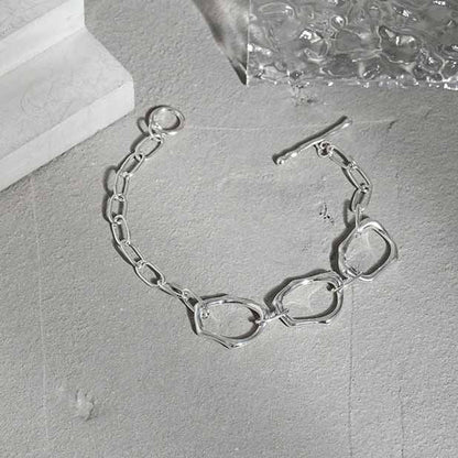 Irregular Casual Hollow Chain 925 Sterling Silver Bracelet