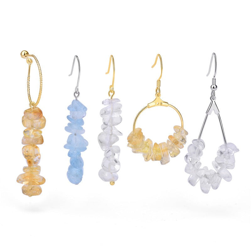 Irregular DIY Natural Crystal Aquamarine Strawberry Quartz Aventurine for Earrings Bracelet