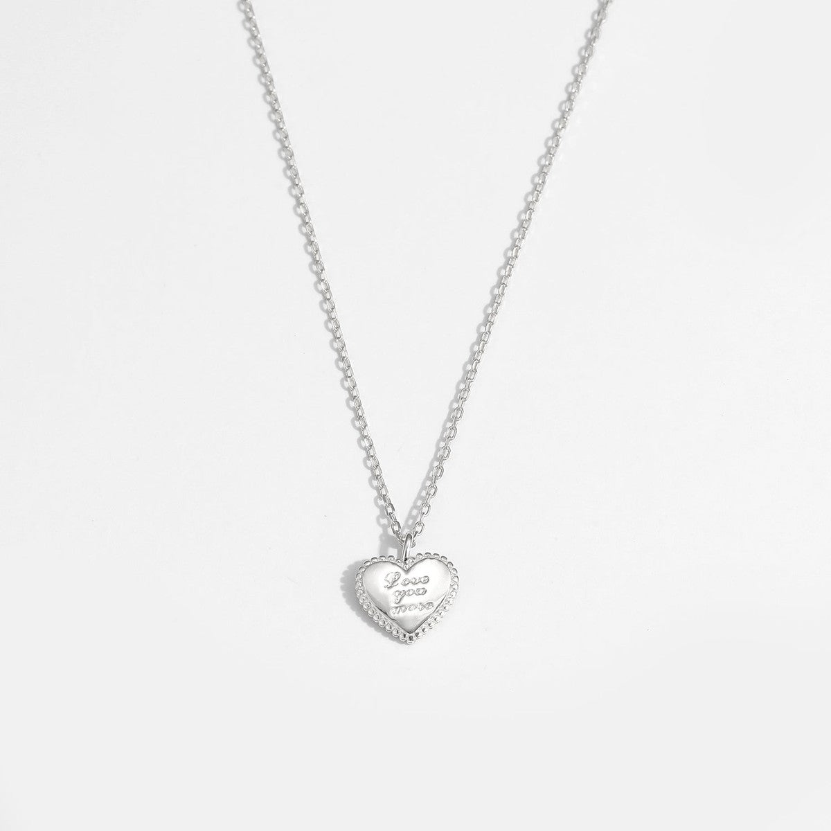 Love Your More Letters Heart 925 Sterling Silver Necklace