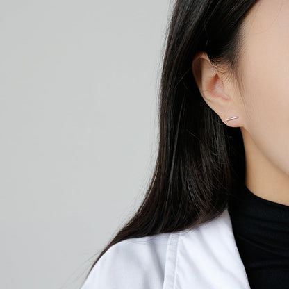 Minimalist Geometry Strip 925 Sterling Silver Stud Earrings