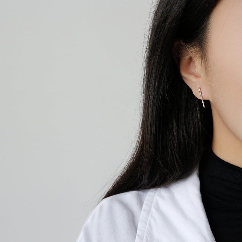 Minimalist Geometry Strip 925 Sterling Silver Stud Earrings