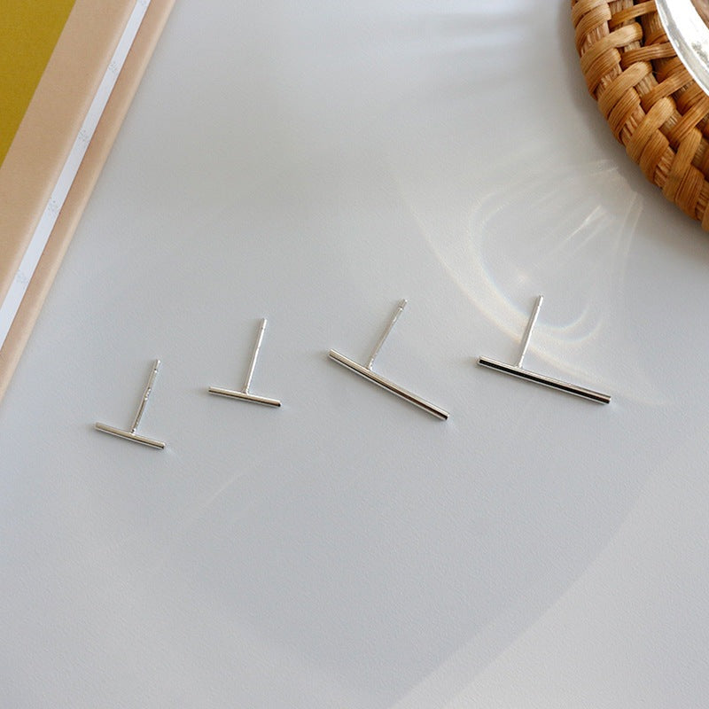 Minimalist Geometry Strip 925 Sterling Silver Stud Earrings