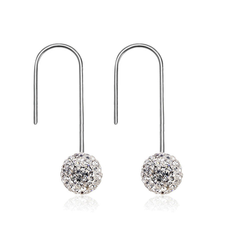 Modern CZ Round Ball 925 Sterling Silver Dangling Earrings