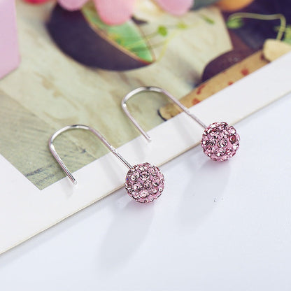 Modern CZ Round Ball 925 Sterling Silver Dangling Earrings