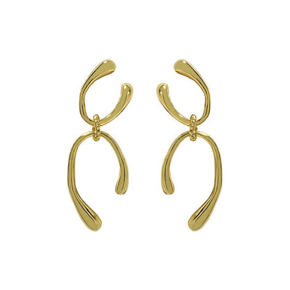 Modern Double U Shape 925 Sterling Silver Dangling Earrings