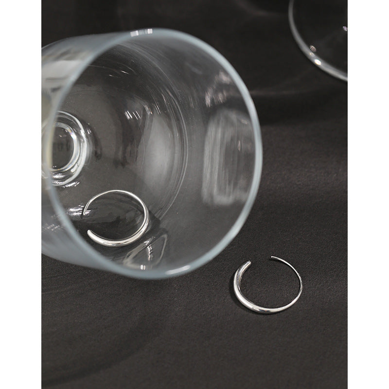 Modern O Shape Simple 925 Sterling Silver Hoop Earrings