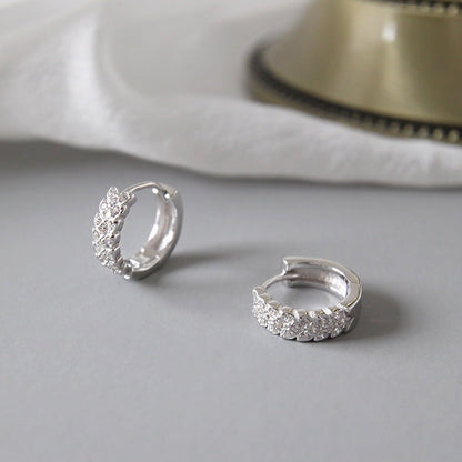 New Geometry CZ Mini Circle 925 Sterling Silver Huggie Hoop Earrings