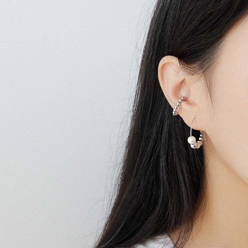 New Women Beads 925 Sterling Silver Non-Pierced Earring Single