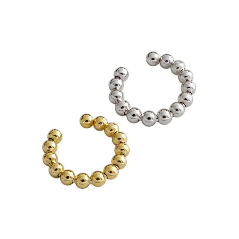 New Women Beads 925 Sterling Silver Non-Pierced Earring Single