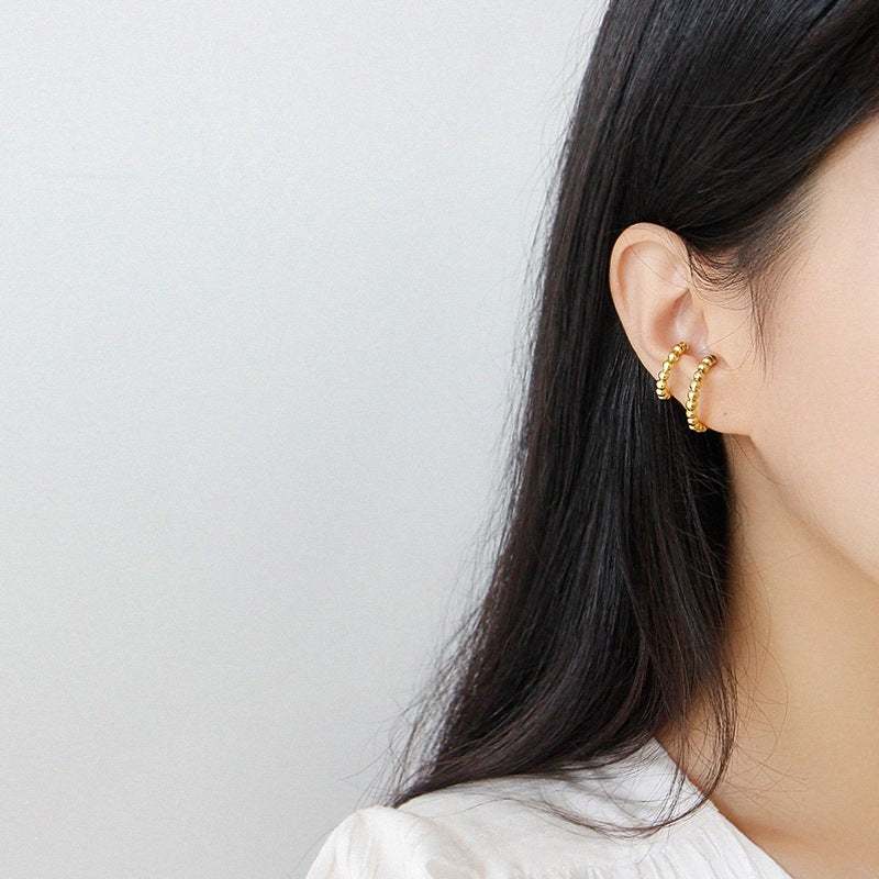 New Women Beads 925 Sterling Silver Non-Pierced Earring Single