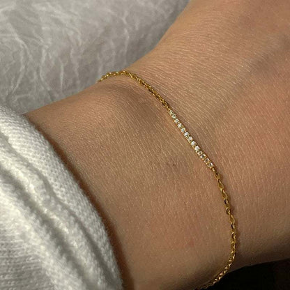 Office Simple Double Layers CZ Lines 925 Sterling Silver Bracelet