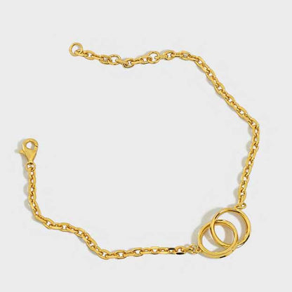 Party Double Circles 925 Sterling Silver Chain Bracelet