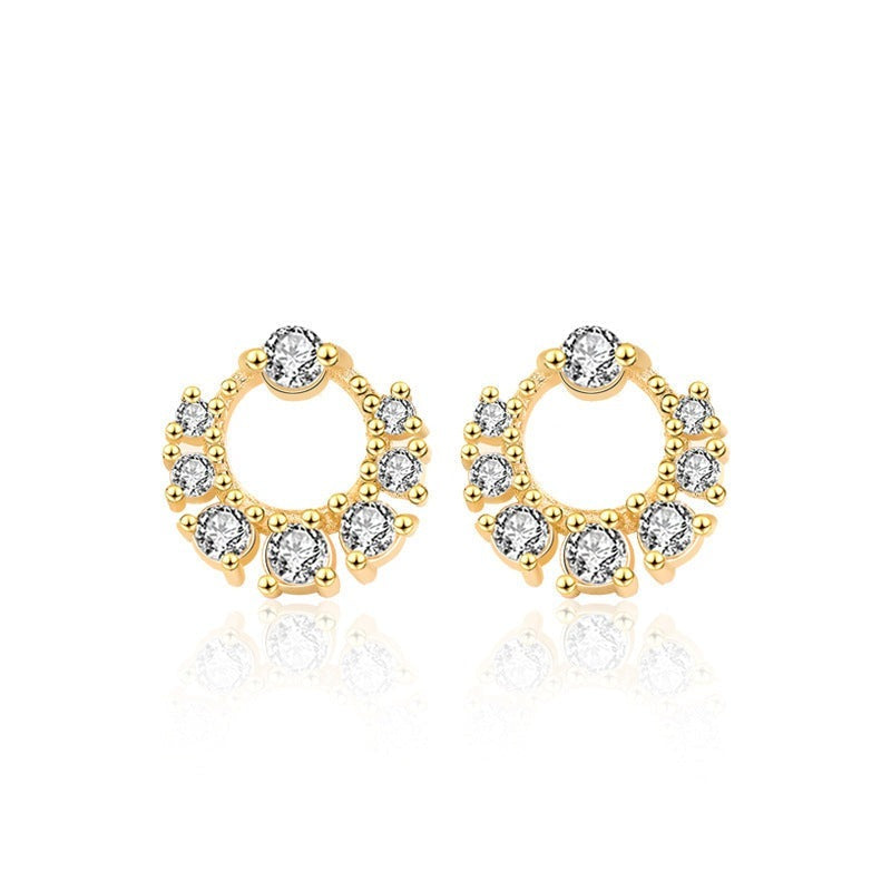 Sale CZ Mini Garland Circle 925 Sterling Silver Stud Earrings