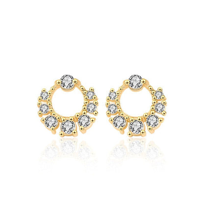 Sale CZ Mini Garland Circle 925 Sterling Silver Stud Earrings