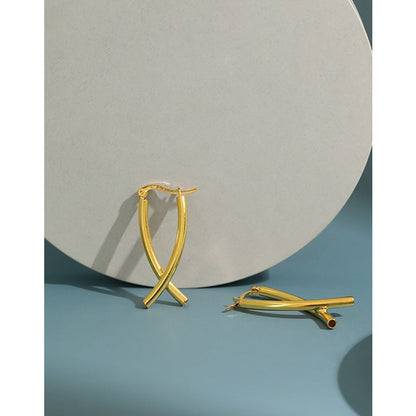 Simple Cross X Shape 925 Sterling Silver Dangling Earrings