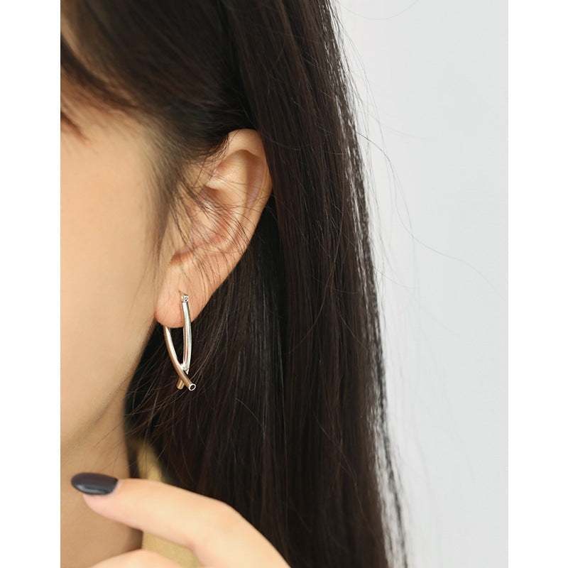 Simple Cross X Shape 925 Sterling Silver Dangling Earrings