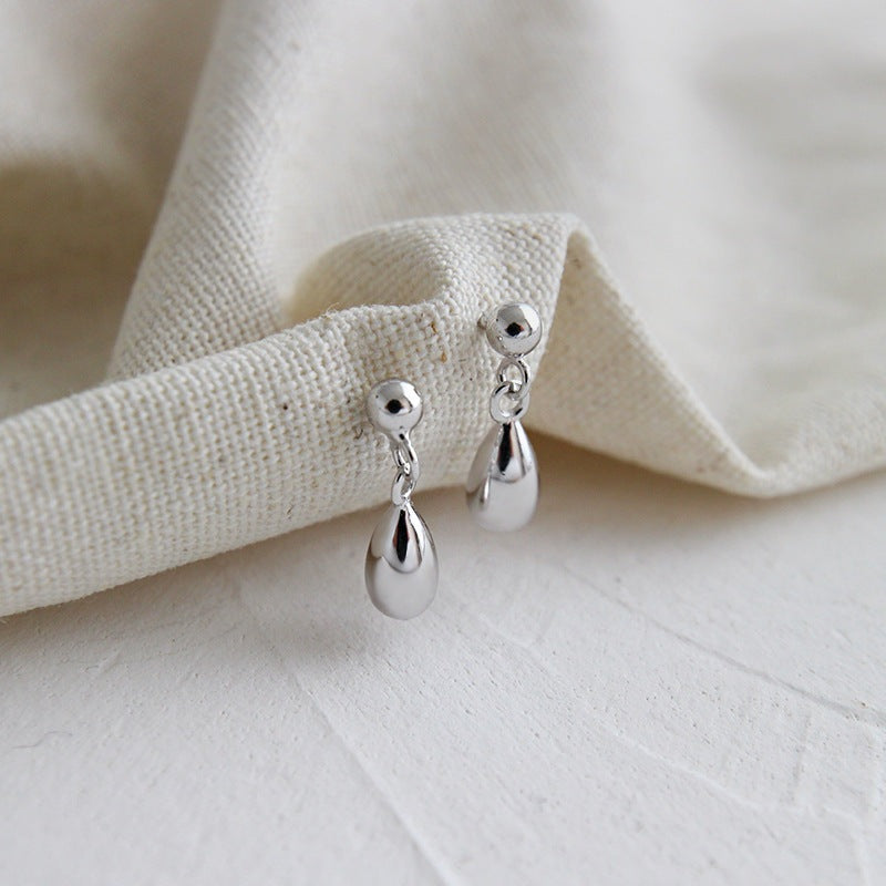 Simple Drop Water Girl 925 Sterling Silver Stud Earrings