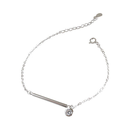 Simple Geometry Stick CZ 925 Sterling Silver Bracelet