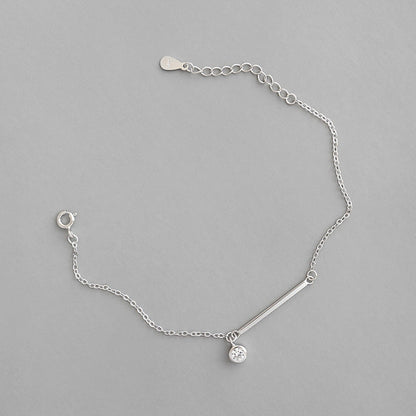 Simple Geometry Stick CZ 925 Sterling Silver Bracelet