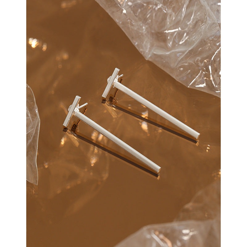 Simple Letter T 925 Sterling Silver Stud Earrings