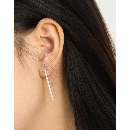 Simple Letter T 925 Sterling Silver Stud Earrings