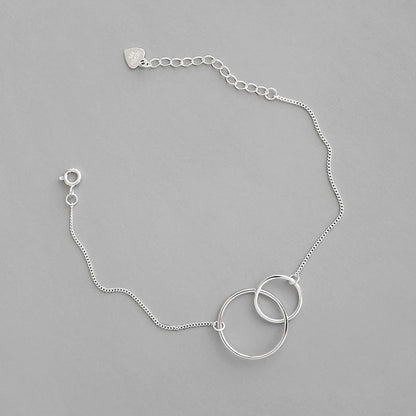 Simple Mother Child Loops 925 Sterling Silver Bracelet