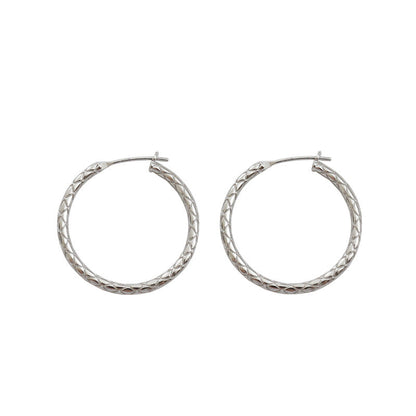 Simple Rhombic Patter 925 Sterling Silver Hoop Earrings