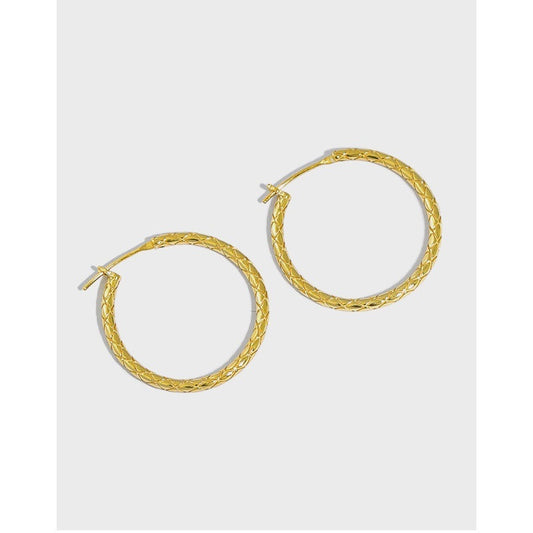 Simple Rhombic Patter 925 Sterling Silver Hoop Earrings
