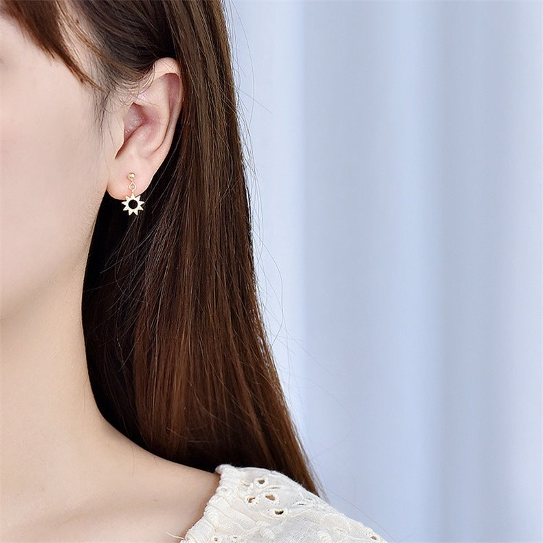 Sweet CZ Sun Shines 925 Sterling Silver Dangling Earrings