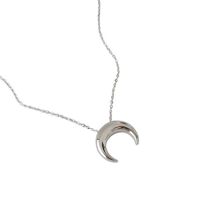 Women Crescent Moon 925 Sterling Silver Necklace