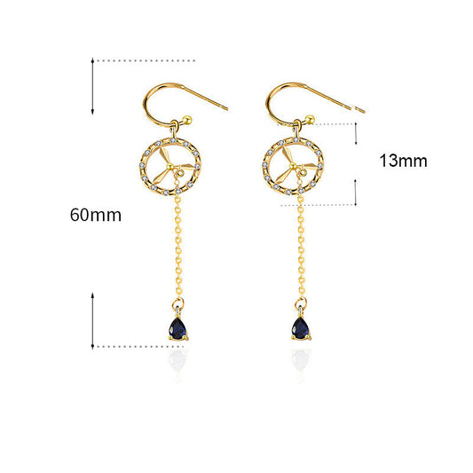 Women Hollow CZ Windmill Tassels 925 Sterling Silver Dangling Earrings