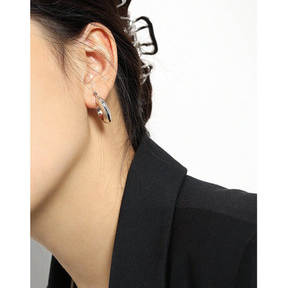 Women Simple Round Circle 925 Sterling Silver Hoop Earrings