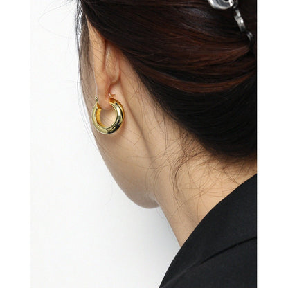 Women Simple Round Circle 925 Sterling Silver Hoop Earrings