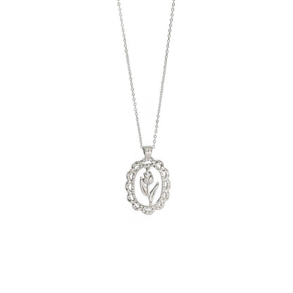 Women Tulips Flower 925 Sterling Silver Necklace